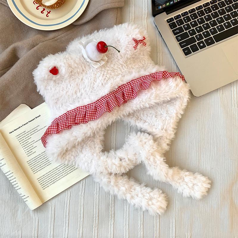 Cute Cherry Bear Plush Hat Women's Winter Thickened Warm Baotou Ear Protector Hairy Riding Lei Feng Hat