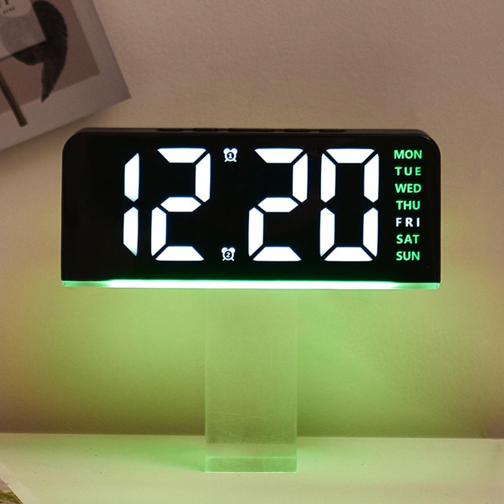 LED Digital Alarm Clock Electronic Wall Clock Multifunctional Bedside Alarm Clock Boarderless Wall-mounted Clock for Students