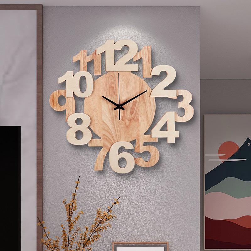Clock Wall Clock Living Room Bedroom Personality Creative Fashion Clock Modern Simple and Atmospheric Home Silent Wooden Wall Watch