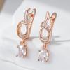 Shiny Natural Zircon Flower Long Drop Earrings For Women Fashion  Rose Gold Color Ethnic Bridal Wedding Jewelry