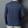 Fengxun Men's Striped Wool Blend Polo Knit Sweater