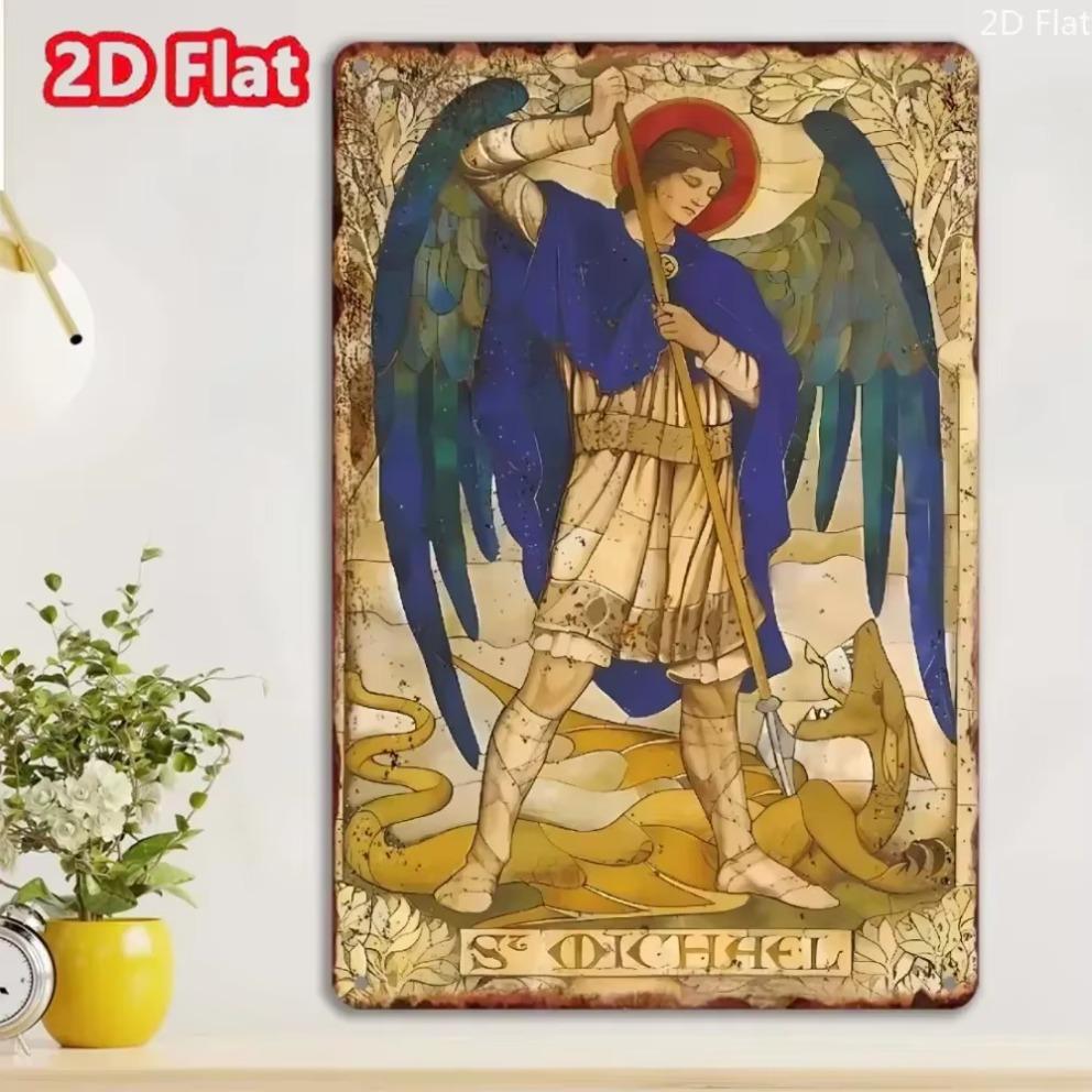 Bar tin paintingGUARDIANART Portrait Archangel Michael Vintage Sign Metal Wall Art