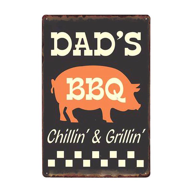 ZONA BARBECUE DEL PAPÀ Targa Retro Segni di Latta in Metallo Pub Cucina Casa Griglia Decorazione da Parete Vintage 20X30CM