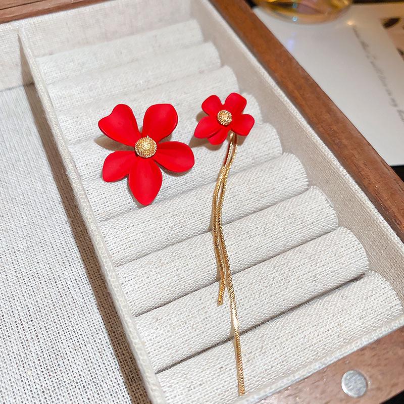 Chinese New Year Red Rose Petal Earrings - Festive, Fashionable & Elegant