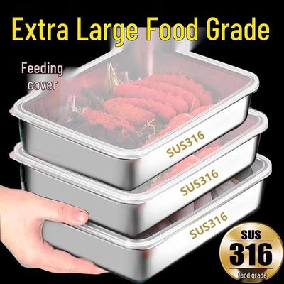 Stainless Steel Food Storage Container with Lid: Square, Food-Grade, Microwave & Refrigerator Safe Lunch Box.