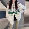 Womens High Street Biker Jacket Style Embroidered Baseball Coat