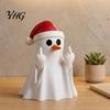 Cute Ghost Ornament Christmas Pen Holder with Santa Hat, Funny Desktop Organizer, Decorative Stationery Halloween Tabletop Statue, Holiday Decor