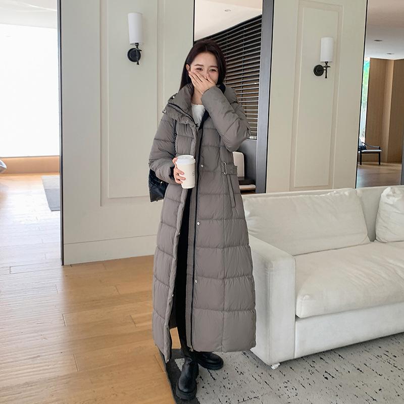 New Winter Loose Hooded Cotton Jacket for Women's Extended Thickened Warm Cotton Jacket Over Knee Jacket
