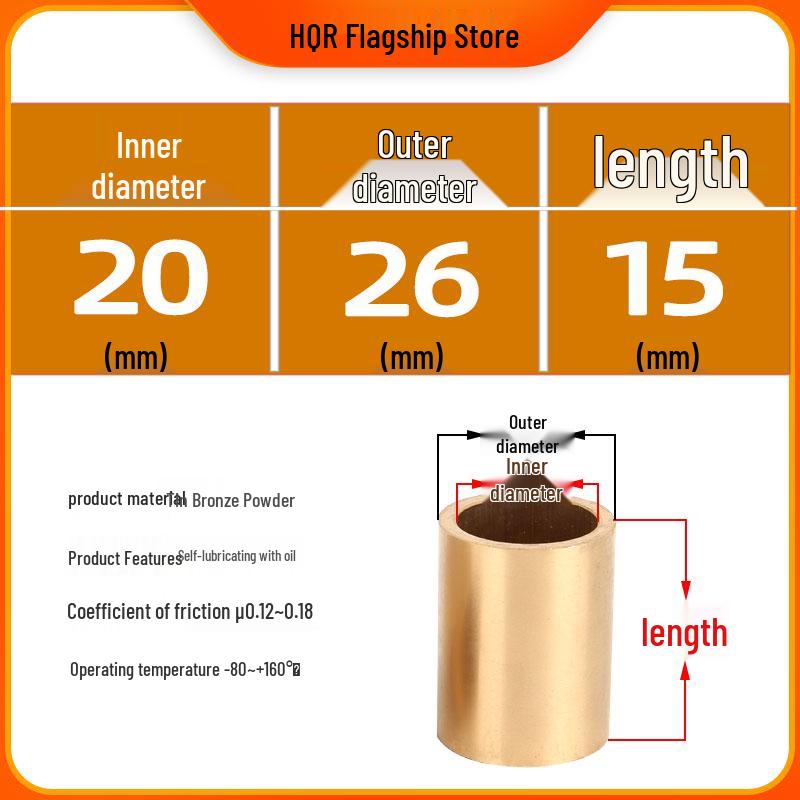 Self-Lubricating Oil-Impregnated Copper Bearing Bushing, Inner Guide 3-5, 6-8, 10-14, 15-32
