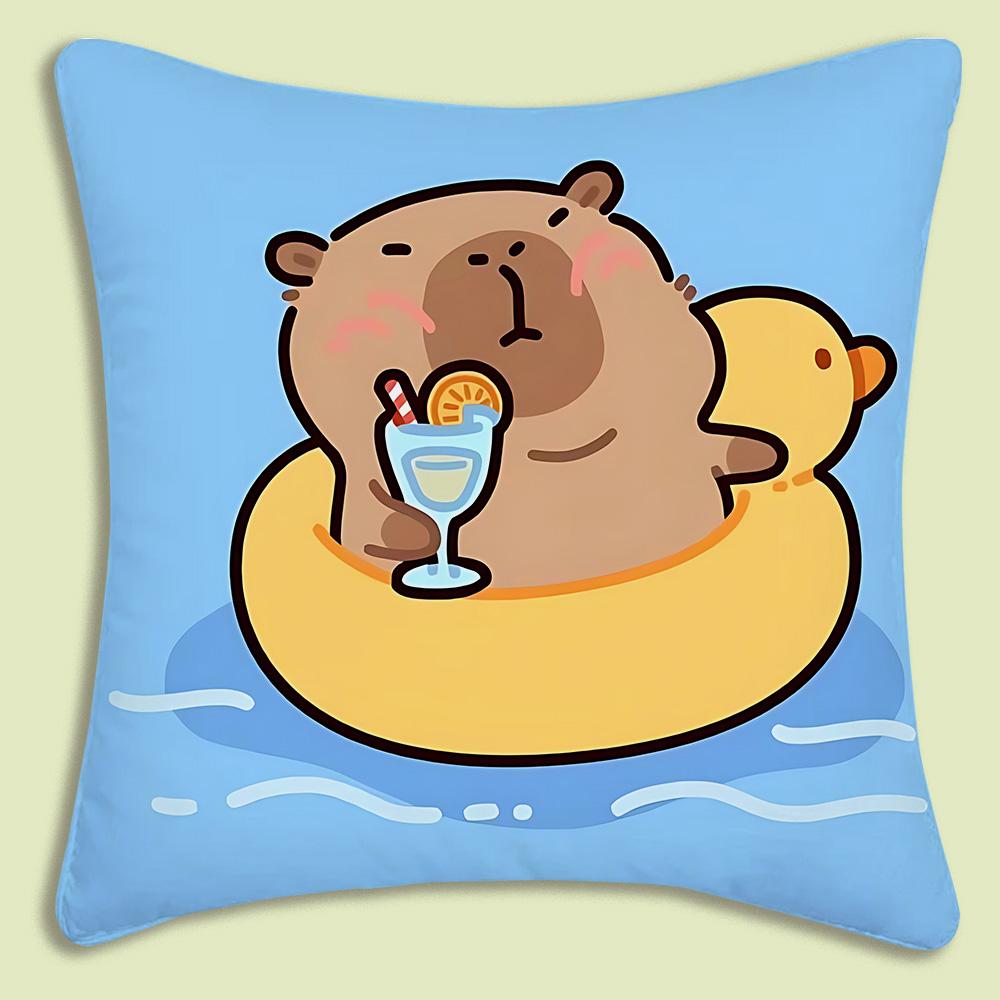 Pillow Covers Cartoon Capybara Sofa Decorative Home Double-sided Printing Short Plush Cute Cushion Cover