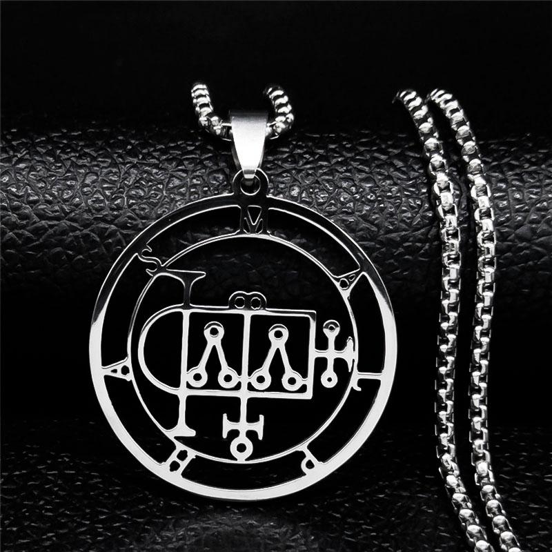 Astaroth Sigil Goetia Stainless Steel Necklace Solomon Demon Seal Satan Sigil satanique patch PIN Jewelry collier femme N7156S03