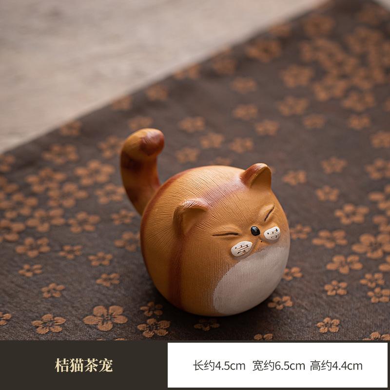 

Purple Clay Cute Fortune Cat Tea Pet Handmade Fish Tank Landscaping Tea Figurine Play Toys Tea Statue Ornaments Desktop Craft