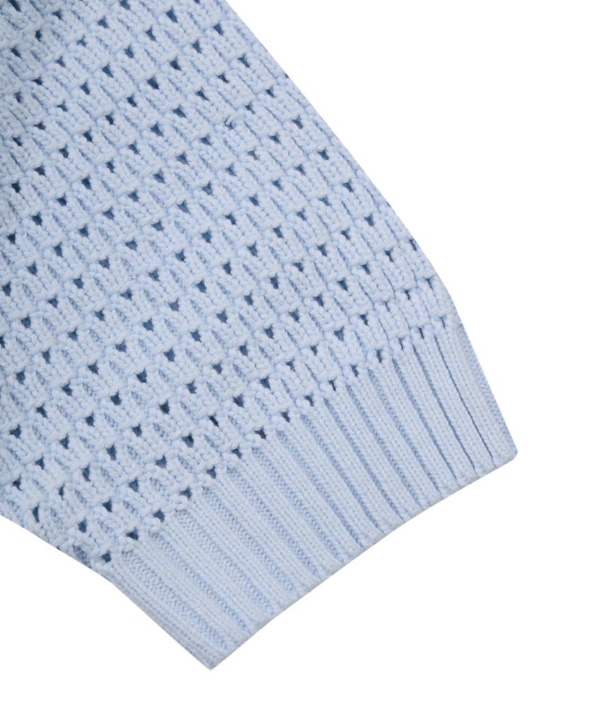 IRONYPORNO WHITELINE 86-Iro317 [Washable] Punched Open V-Neck Knit Sky Blue