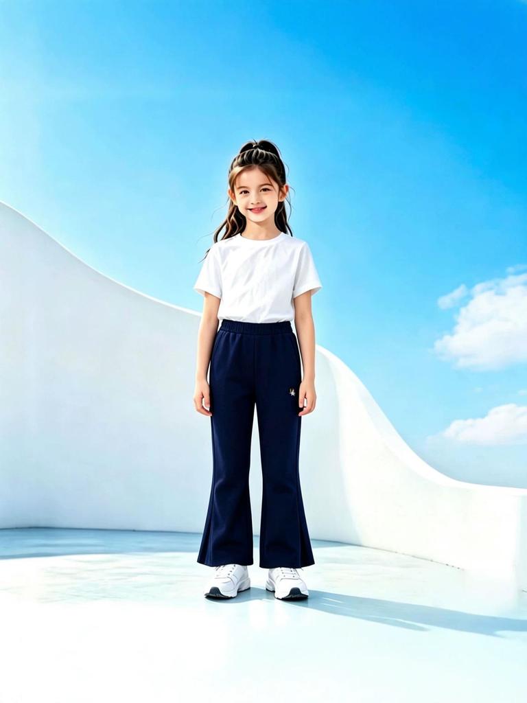 Girls' Split Micro-Flare Sweatpants: Solid Color Elastic Casual Sports Pants for Spring and Autumn