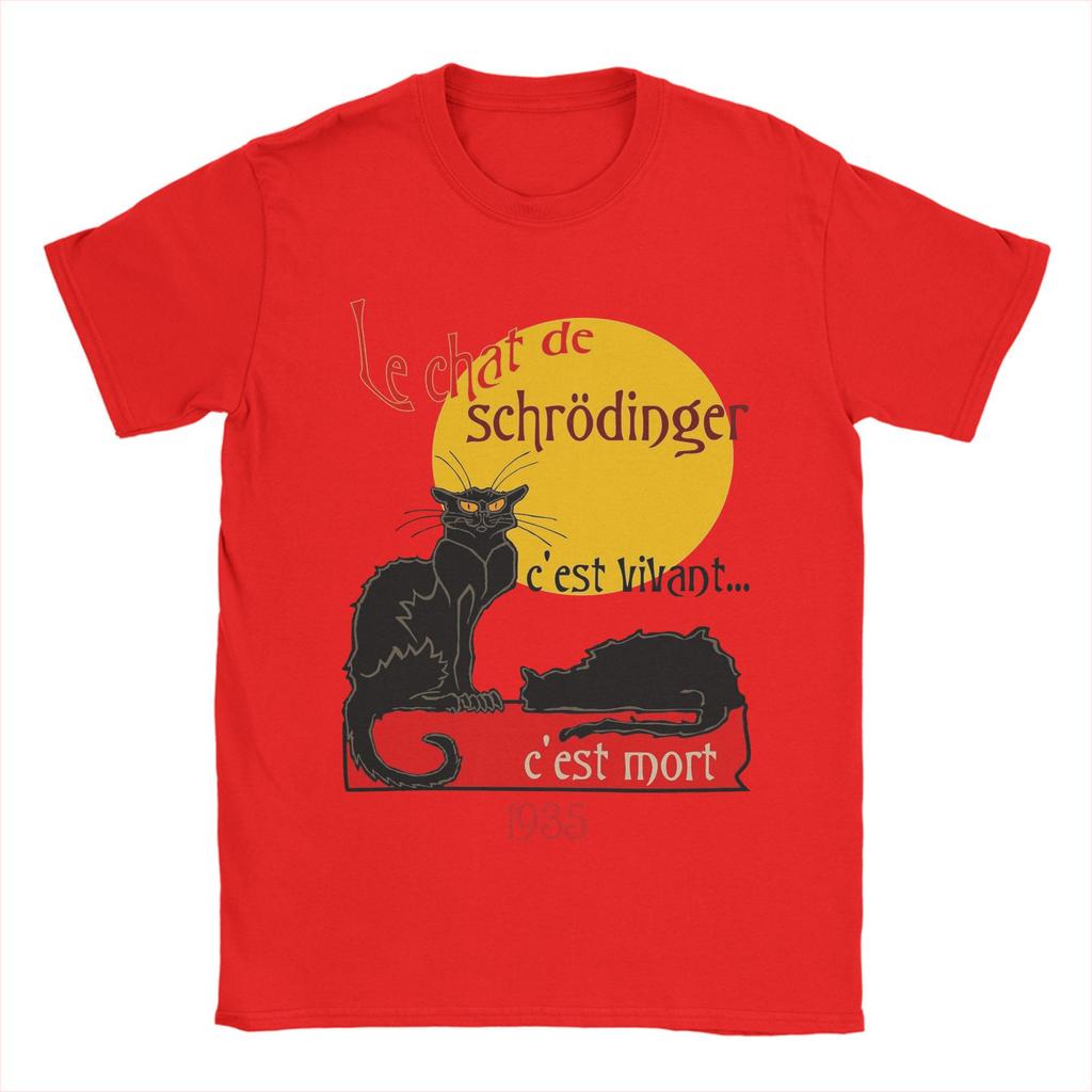 Schrodinger's Cat Physics Science T Shirts for Men Cotton Vintage T-Shirts Crewneck  Tee Shirt Short Sleeve Tops Gift Idea