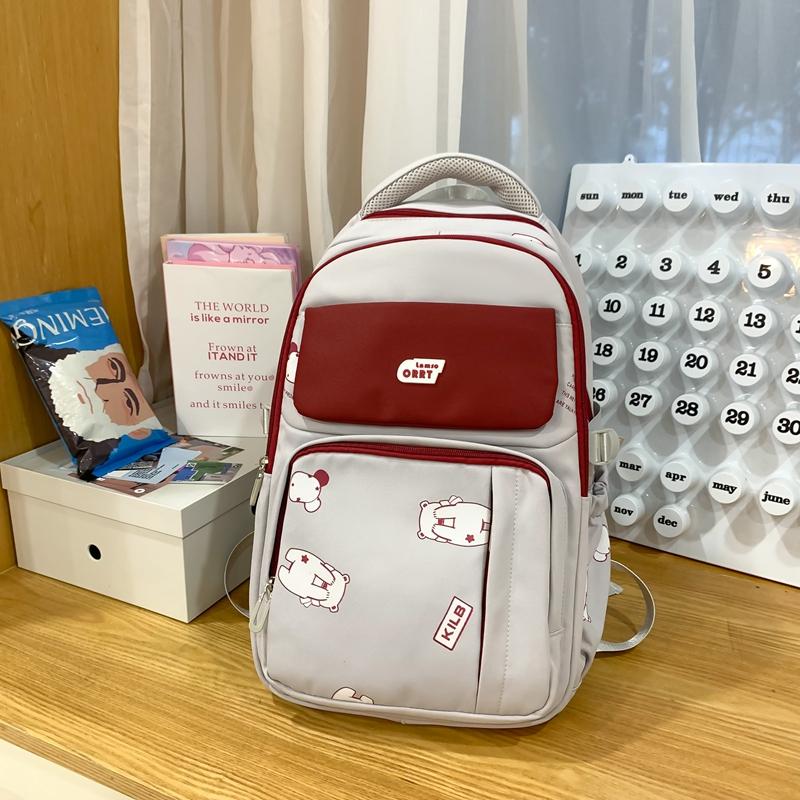 Women's Schoolbag Junior High School Student Color Block Backpack Computer Backpack