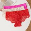 TERMEZY Ladies' Sexy Ice Silk Patchwork Panties Heart‑Shaped Buckle Cutout Lace Underpant Thin Breathable Solid Color Hipster Briefs