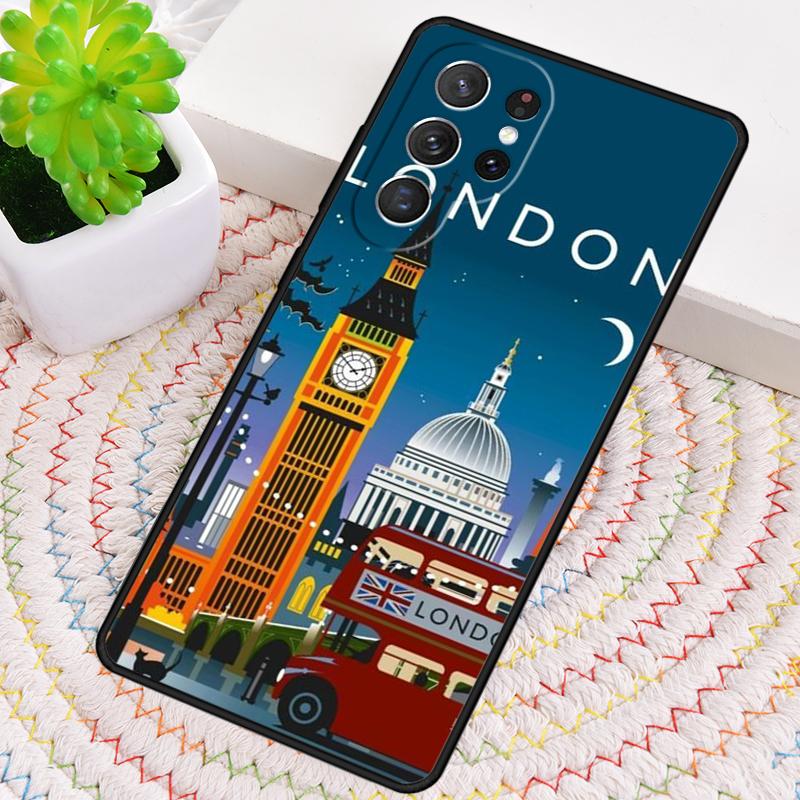 London Bus England Big Ben Silicone Phone Case For Samsung Galaxy note 10 pro S26 S25 S24 S23 S22 S21 Plus S25Ultra Capa Cover