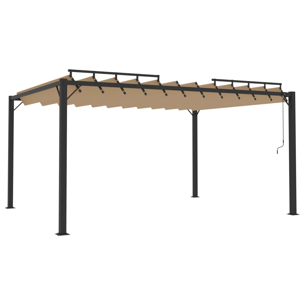 Pergola mit verstellbarem Lamellendach 3 x 4 m Taupe-Stoff und Aluminium