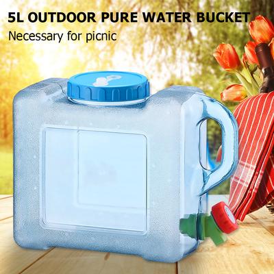 Seau de stockage d'eau de 5 L avec robinet Distributeur de cruche d'eau Portable Polyvalent pour randonnée en extérieur Voyage Urgence