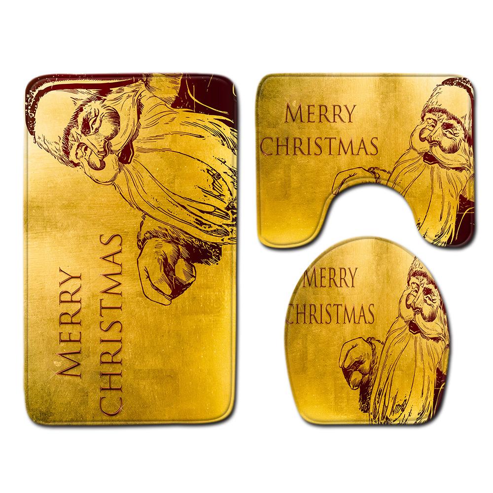 Weihnachts-Badezimmer-Bodenmatte Toilette Dreiteiliges Set