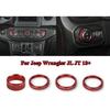 Red Air Conditioner Headlight Switch Button Knob Cover For Jeep Wrangler JL JT