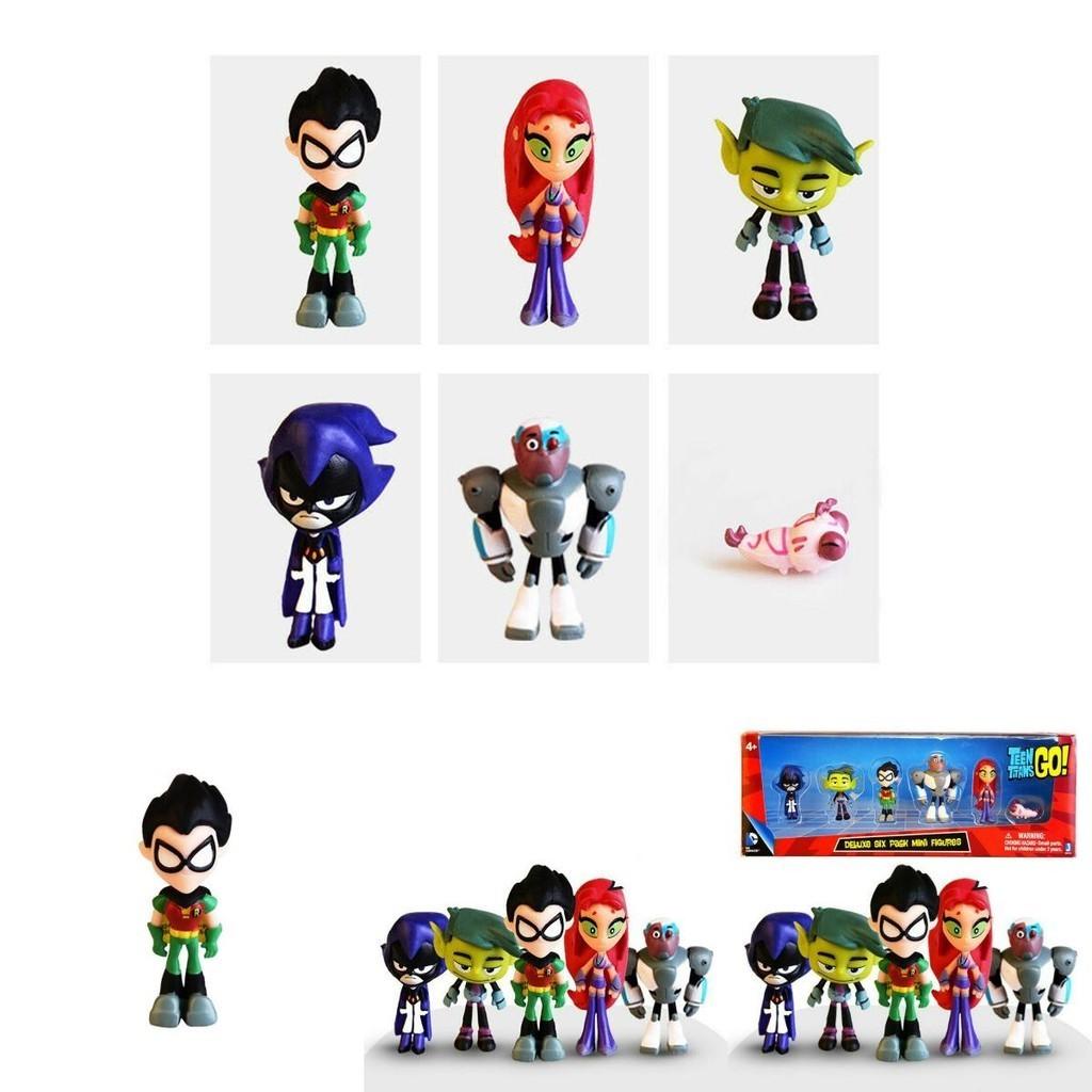 Vibrant Teen Titans Go Figure Set Featuring Robin Raven Beast Boy Starfire Collectibles