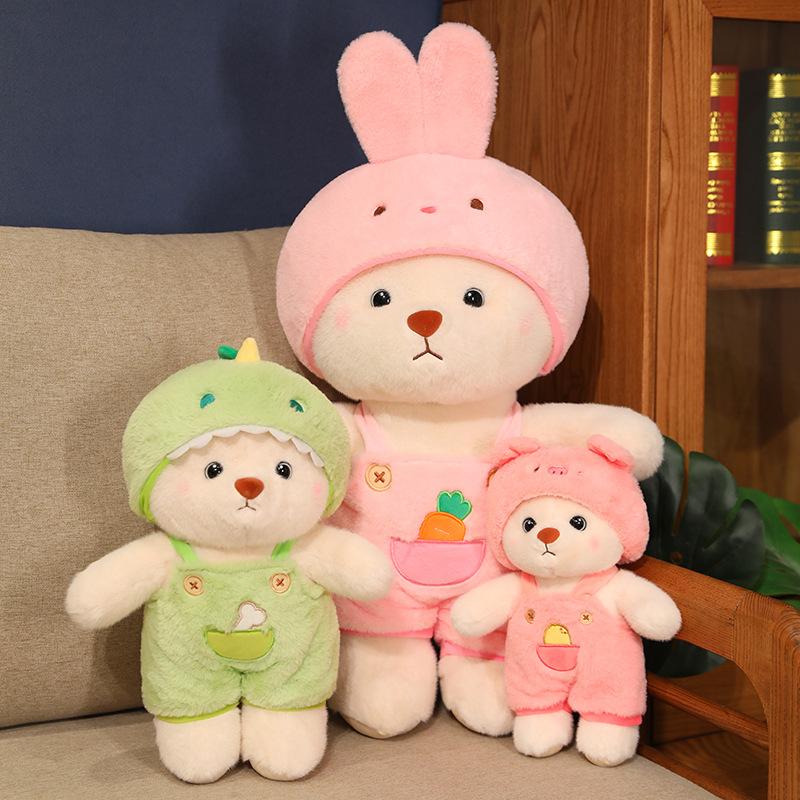 Hot Kawaii Little Bear In Rabbit Clothes Plush Toys Stuffed Animal Pig Soft Doll Sofa Pillow Cute Gifts for Baby Room Decor