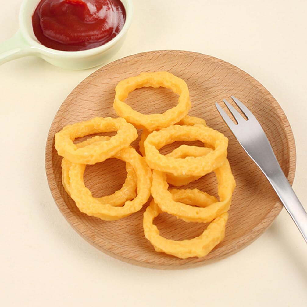 Toyvian Simulated Squid Ring 14Pcs Realistic Faux Fried Squid Rings Artificial Calamari Ring Onion Rings Fake Snack Props Play Food Model for