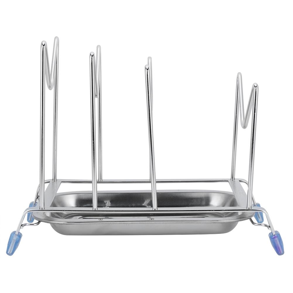 3‑Grid Cutting Board Plate Storage Rack Pot Lid Stand with Water Pan