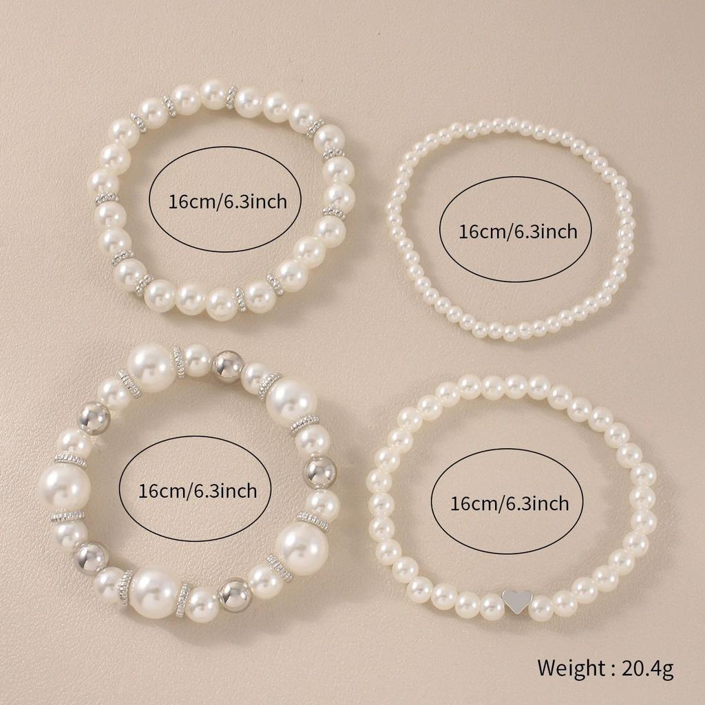 European and American New Love Pearl Bracelet Set Niche Temperament Women's Piece Set Bracelet Hand Jewelry