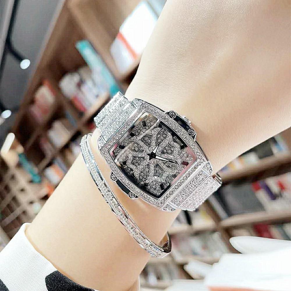 Fashion Women S Watch Gypsy Star Diamond-Encrusted Wine Barrel-Shaped Steel Belt Quartz Waterproof Watch
