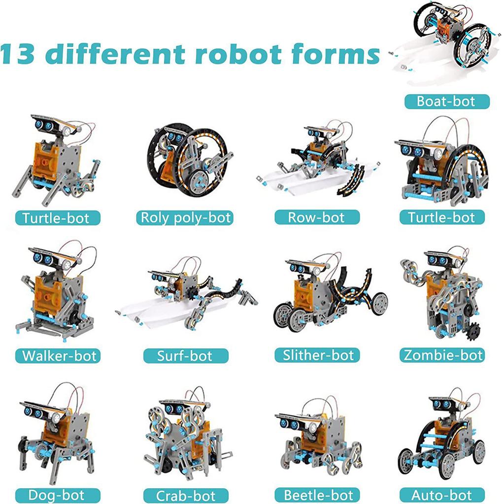 Solar-Powered 13-in-1 Educational Toy Car & 6-in-1 Space Robot Kit