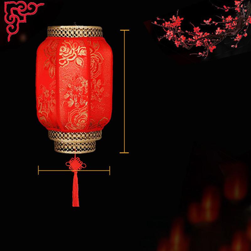 Chinese Retro Red Lantern Festival Printing Landscape Decorative Lanterns Outdoor Waterproof Sunscreen PVC New Year Lanterns
