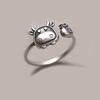 Fortune Twelve Zodiac Ox Ring Hollow Coin Zodiac Year of the Ox Small Fortune Ox Money Bag Ring for Women