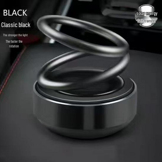 Solar-Powered Rotating Double Ring Aluminum Car Air Freshener and Interior Ornament