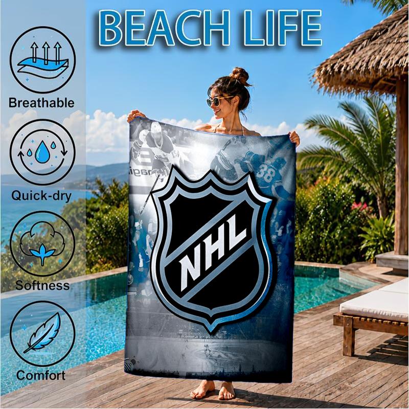 Nhl Hockey League Emblem Beach Towel, Super Soft Microfiber, Perfect Gift for Her/Him, Birthday, for Pool, Beach, Travel, Decor Beach Party