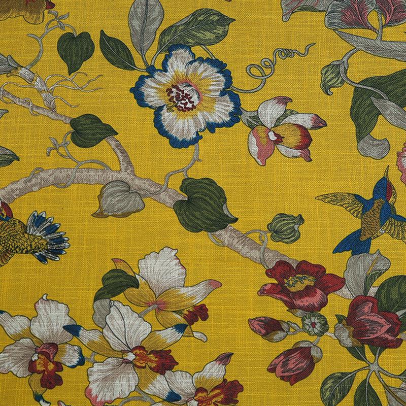 100cm*145cm Chinese Style Linen Fabric Flower And Bird Printed Imitation Cotton Linen Sofa Fabric Diy Cushion Cover Tablecloth