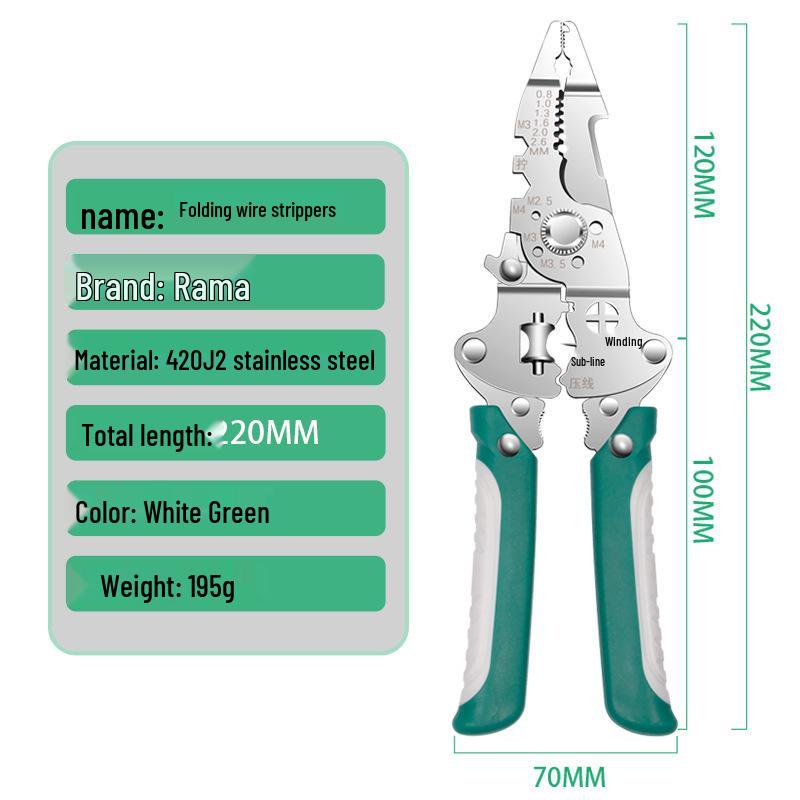 

16-in-1 Industrial Multifunctional Electrician Foldable Tool: Wire Stripping & Cutting Pliers