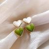 Women's Fresh Green Heart Stud Earrings - Simple, Trendy Design for Versatile Fashion Accessories