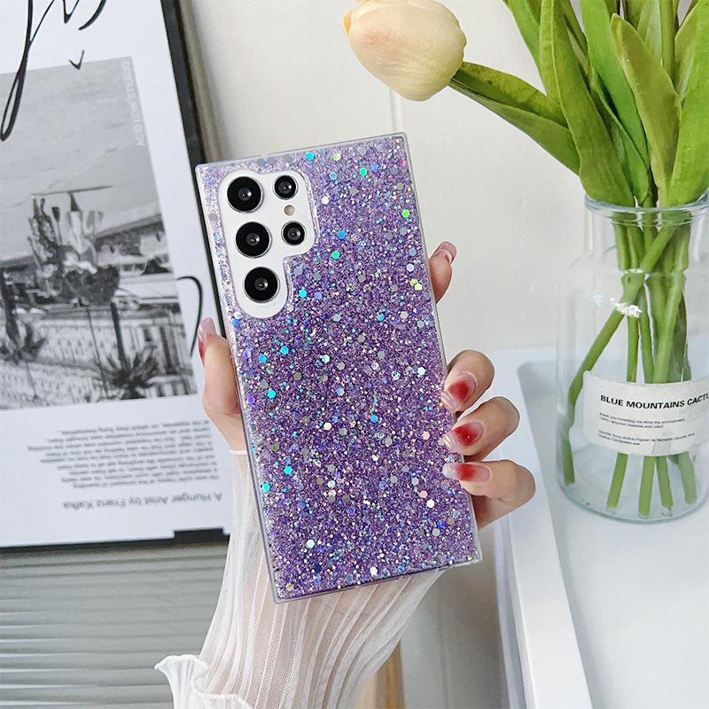 For Samsung S24Ultra Phone Case, Drip Glitter Sequin S25Plus, Softshell A16, Fashion S23
