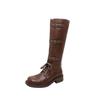 Grape mother winter new long knight boots belt buckle Internet celebrity cool locomotive boots women wear high-end women's boots