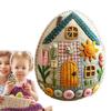 Patch-work Egg House Kit Easter Decor Basket Filler DIY Patchworks Felt Chick House Craft Set Embroidered Felt Easter Decor 