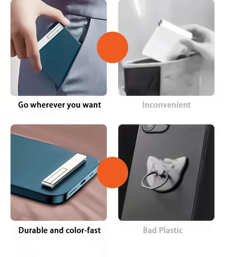 Portable Magnetic Mobile Phone Holder Stands Invisible Ultra-Thin Phone Kickstand Bracket for IPhone 15 Pro Samsung Xiaomi