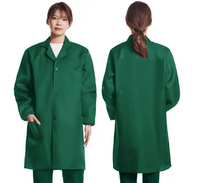 Unisex Dustproof Blue Workwear Robe with Printing & Embroidery