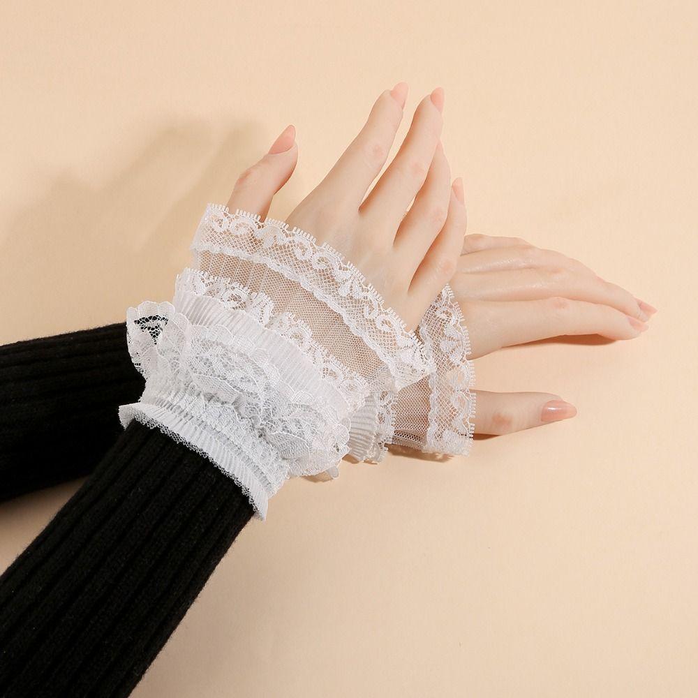 Comfortable Fake Sleeves Cuffs Lace Ruffled Wrist Lace Cuff Elegant Wrist Cuff Stage Performance