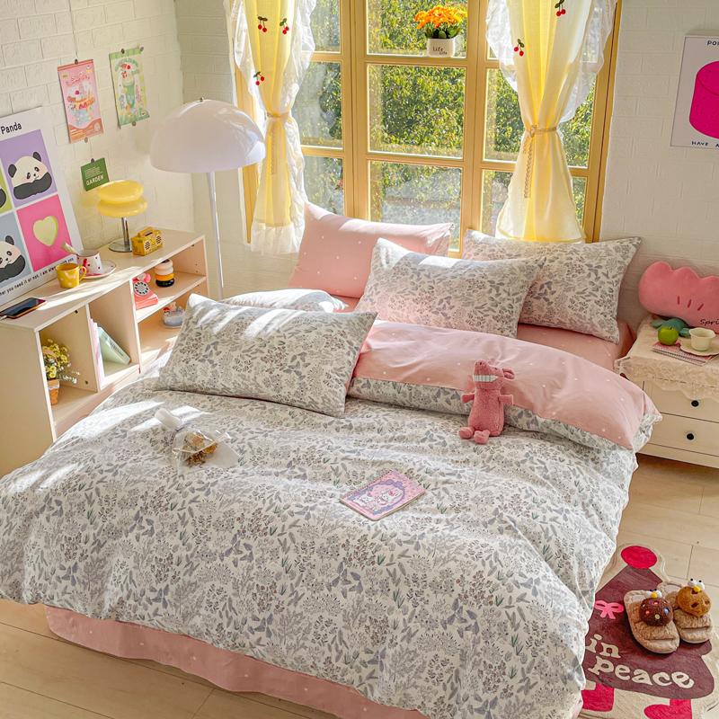 Elegant Blue Floral Pattern Duvet Cover Set 100% Cotton Soft Skin Friendly Queen Size Bedding Set Comforter Cover Pillowcases