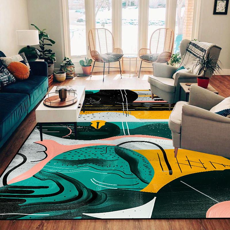 

Abstract Geometric Carpet for Living Room Decor Sofa Table Large Area Rugs Bedroom Kitchen Hallway Balcony Anti-slip Floor Mat 60cm x 90cm