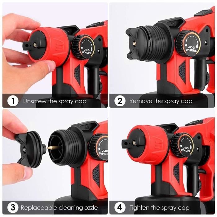 Pistolet De Pulvérisateur Sans Fil Pour La Peinture 550W 800ml, Pistolet De Pulvérisateur HVLP Sans Fil Avec 3 Modes De Pulvér[944]