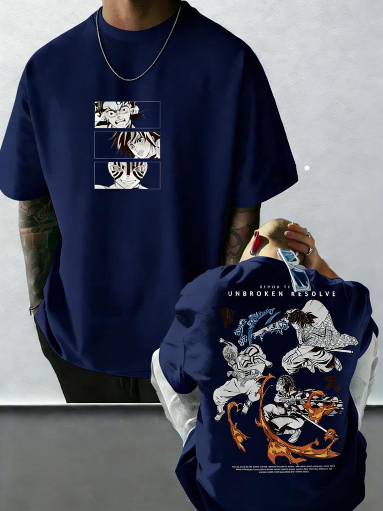 Plus Size Demon Slayer Anime Printed Summer Men and Women Tshirt Street Fashion Casual Parent Child Top Cotton Harajuku Y2K